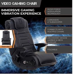 X Rocker Pro Series H3 Black Leather Vibrating Floor Video Gaming Chair  with Headrest for Adult, Teen, and Kid Gamers - 4.1 High Tech Audio and  Wirele for Sale in San Mateo,