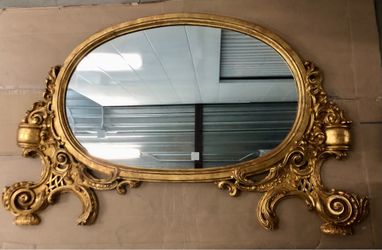 Antique Mirror - Gold Leaf Rococo  – Grand Carved Giltwood Statement Piece