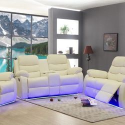 ‼️Sale‼️Led Leather Recliner Sofa & Loveseat- (2 Colors)
