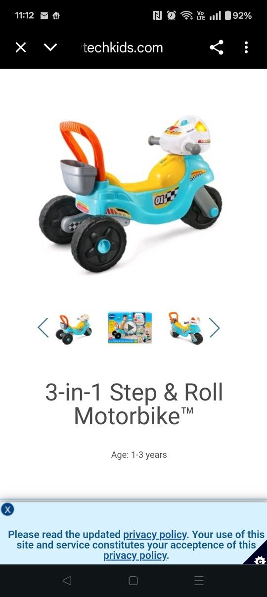 VTech 3-in-1 Step & Roll Motorbike