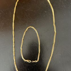 14k Gold Plated Necklace & Bracelet