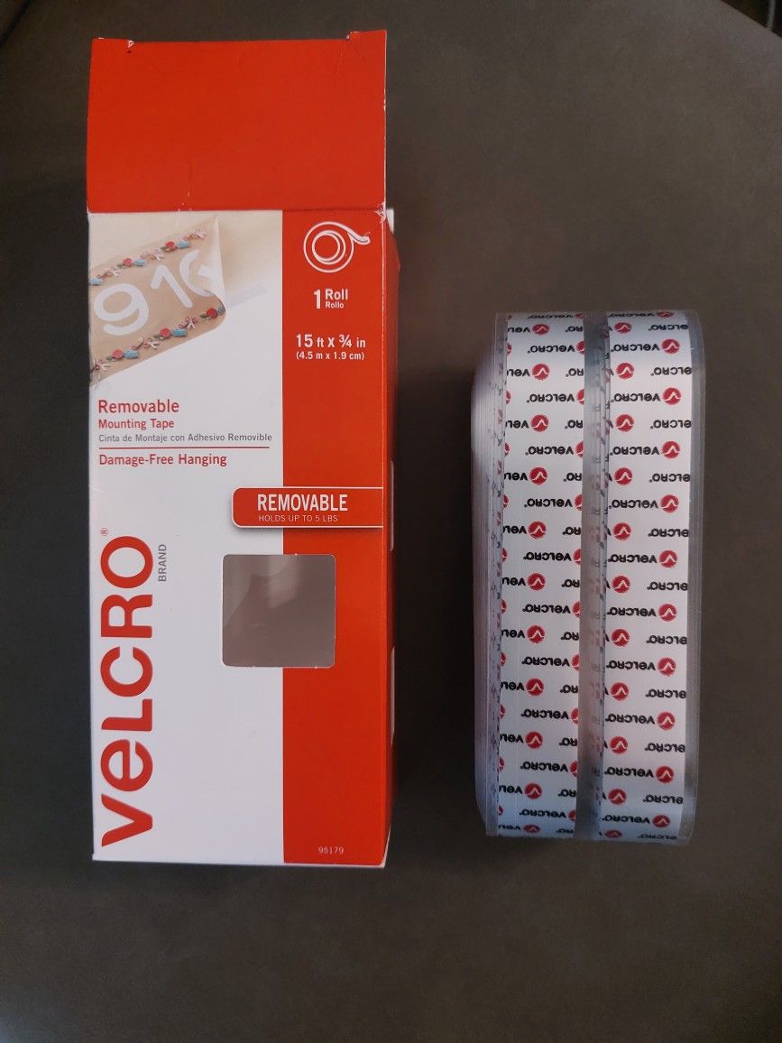 VELCRO Brand Removable Mounting Tape 15ft x 3/4in Roll. White (95179