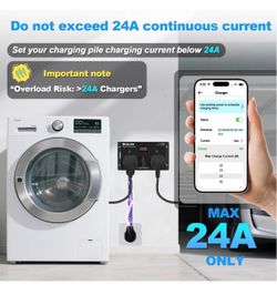 Manual EV Charging Switch for Dryer & EV, NEMA 14-30, 240V, 24A 5.76kW Max with a Safety Breaker Switch, Hand-Operated Selector, Plug and Play