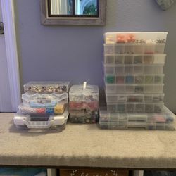 15 Plastic Cases W/ Beads  Bundle 