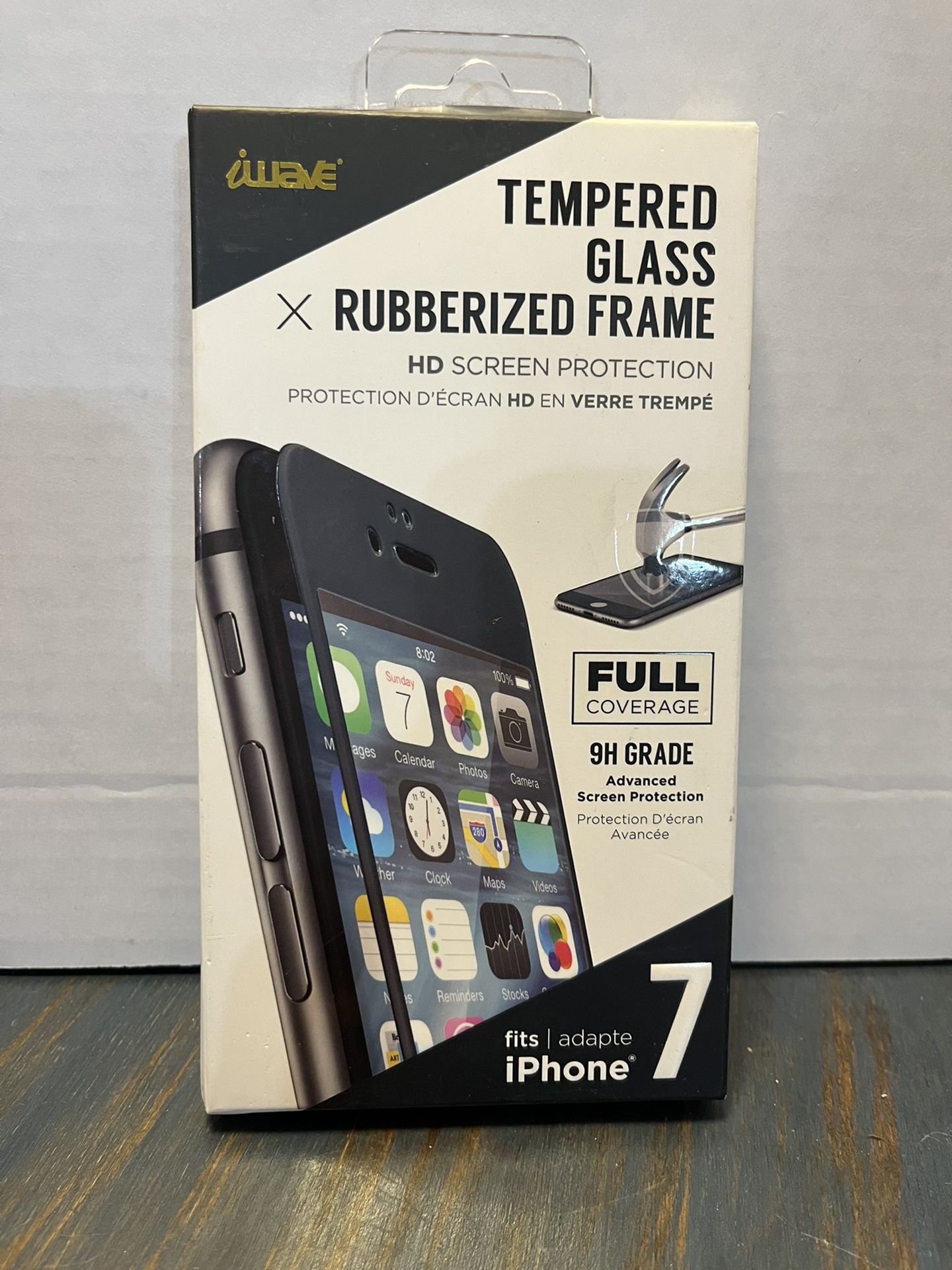 Tempered Glass Rubberized Frame For iPhone 7