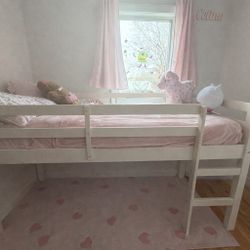 White Twin Loft Bed with Ladder – Great Condition