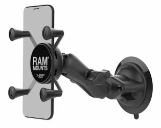 RAM MOUNTS X-Grip Windshield Phone Mount with Twist-Lock Suction Cup Base Universal holder for cars and trucks, B Size medium arm, fits most smartphon
