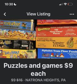 Puzzles And Games $9. Each. (No Lego Game)