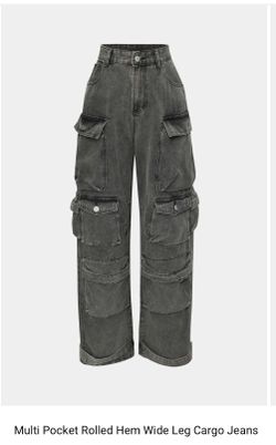 Grey Washed Cargo Jeans