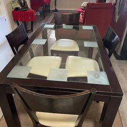 Comedor De Madera Y Vidrio 4 Sillas