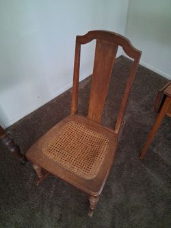 Antique Wood Chair with Cane Seat