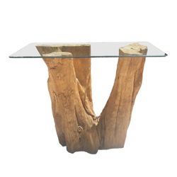 Biophilic Boho Console or Bar Height Table, Gorgeous Tree Trunk Table