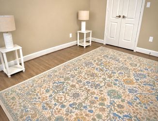 Large Floral Area Rug Cream Blue Green 8x10’