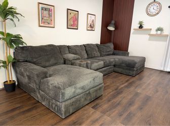 Large Double Chaise Corduroy Sectional – Free Delivery