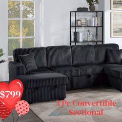 ❤️3 PC CONVERTIBLE SECTIONAL ❤️