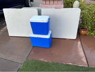 Coleman Coolers & Fold in Half tables