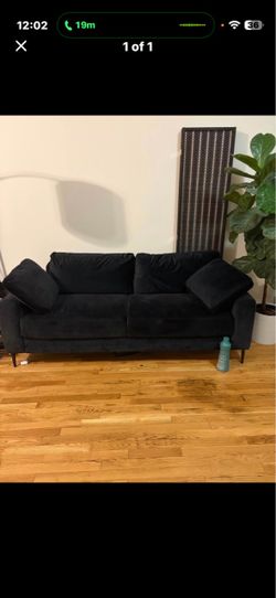 Black velvet couch
