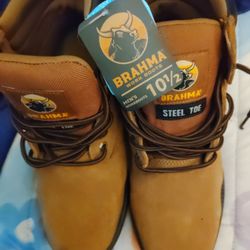 Steal Toe 'Hiking Boots 'Tan Size 10 And Half 