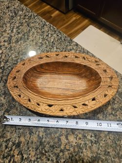 Vintage Hand Carved Wood Bowl