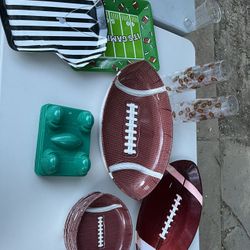 Football Themed Platters, Jumbo Bowls,  Small Bowls And Jello Molds