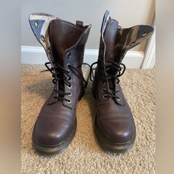 Dr. Marten's Aimilie Brown Boots with British Flag