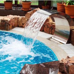 15.4" Stainless Steel Pool Waterfall Fountain – Outdoor Pond Water Feature