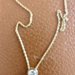18k Gold Plated Necklace With CZ Pendant 