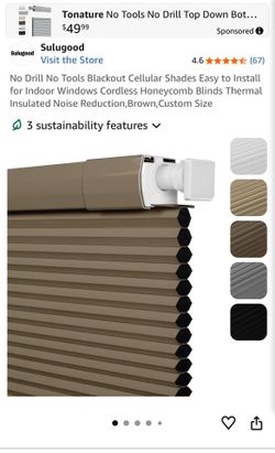 Brand-New, No Drill No Tools Blackout Cellular Shades