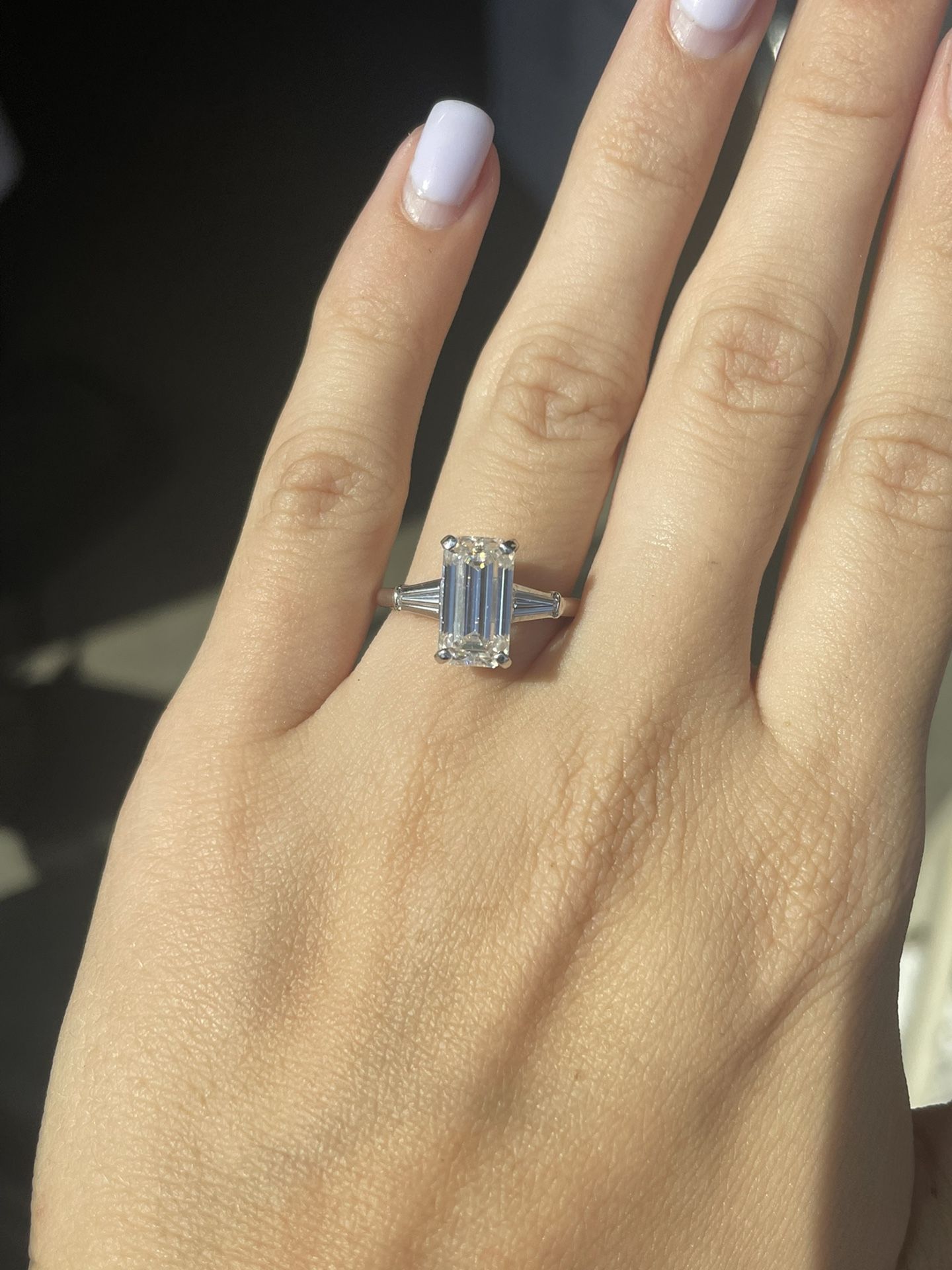 2.5 Carat Emerald Cut Moissanite Diamond Ring 