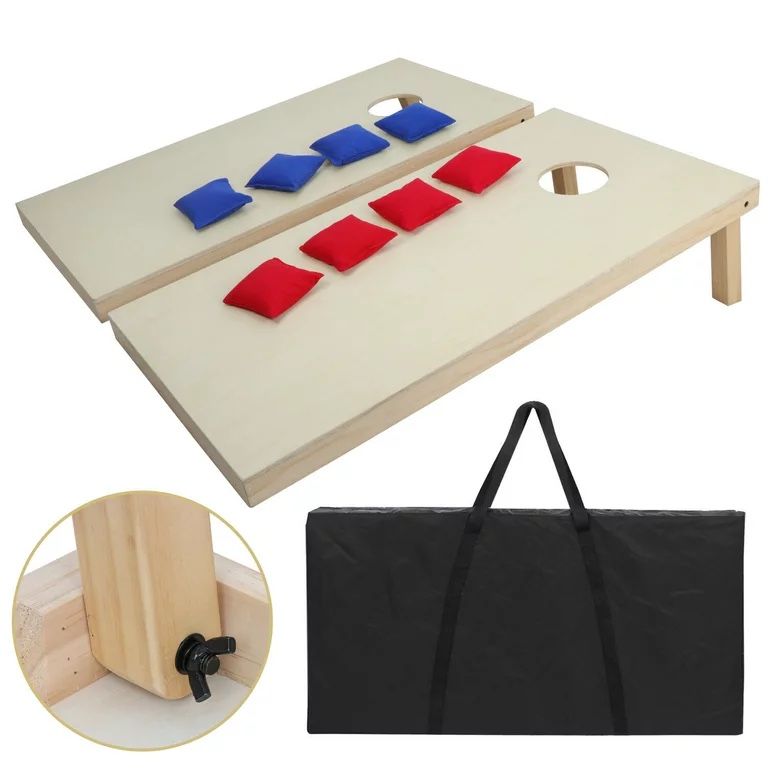 Portable Solid Wood Cornhole Bean Bag Toss Game Set