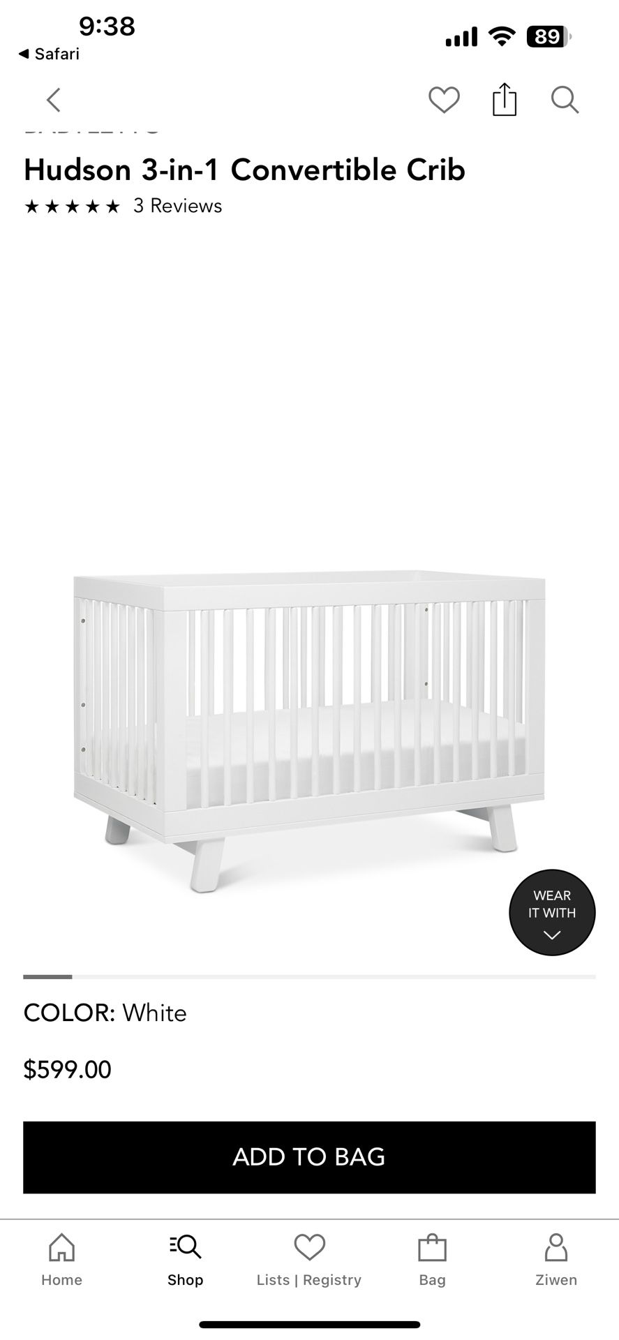 Lightly Used Crib - Babyletto - $175