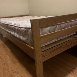 Used But In Great Shape! Real Wood Very Solid Twin Bed With Firm Comfy Mattress! Great For Kid Or Adult! 40$ Bed & 40$ Mattress! 