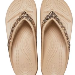 Crocs Womens Sloane Glitter Flip Flop Wedge Sandals