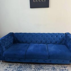 Blue Velvet Couch 