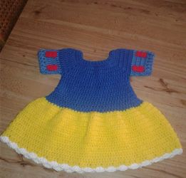 Made To Order Handmade Crocheted Baby Girl Snow White Inspired Dress 18-24 Months