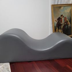 Curved CHAISE Yoga Stretching Exercises Grey Leather