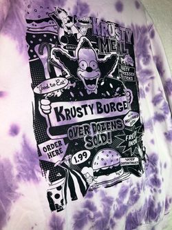 The Simpsons x H&M Men L or XL Purple Tie Dye Hoodie Krusty The Clown L/XL