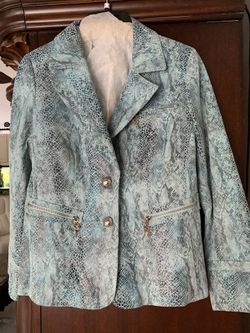Leather Sued Jacket XXS Hip length Light Blue