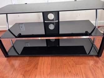 Black Chrome Glass TV Stand