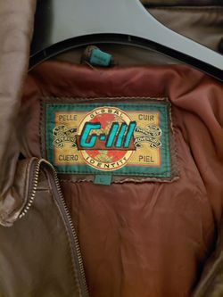 VTG G-III Global Identity Mens L Leather Bomber Jacket Brown Rustic