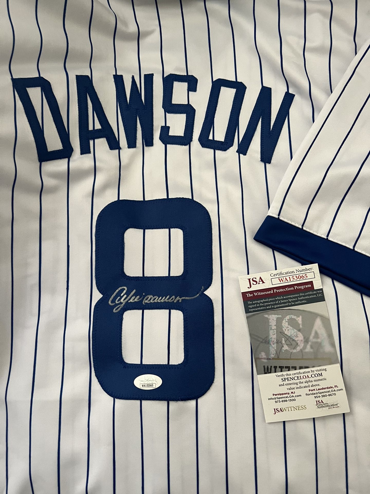 Chicago Cubs Andre Dawson Autographed Custom Jersey JSA Certified 