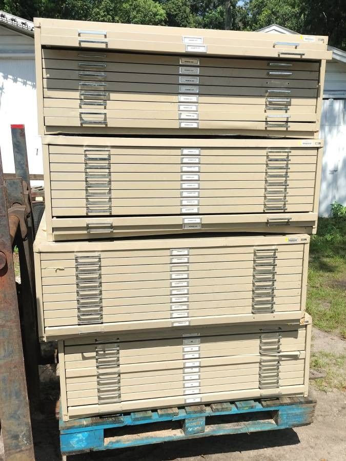 4 x Safco Blueprint Map Art Work Drawer Lateral Filing Cabinet s - Metal