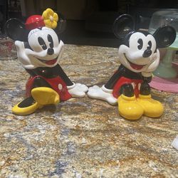 Mickey &Minnie Cookie Jar  Disney 12 In Tall 