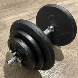 Set Of Adjustable Cast Iron Dumbbells  41 lbs Each [total: 82 lbs] 