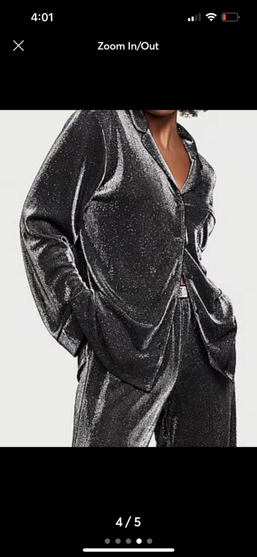 NWT VICTORIA'S SECRET SILVER Shimmer Knit XLReg Pajama Set