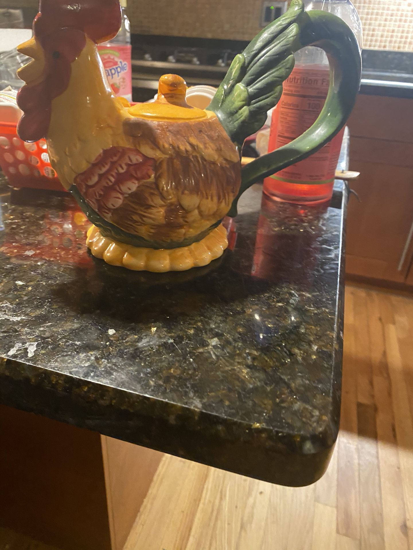 Porcelain rooster tea kettle