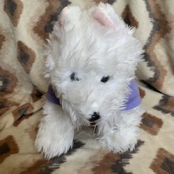 Build a Bear BAB shaggy white fluffy dog pink short ears paw pads 14