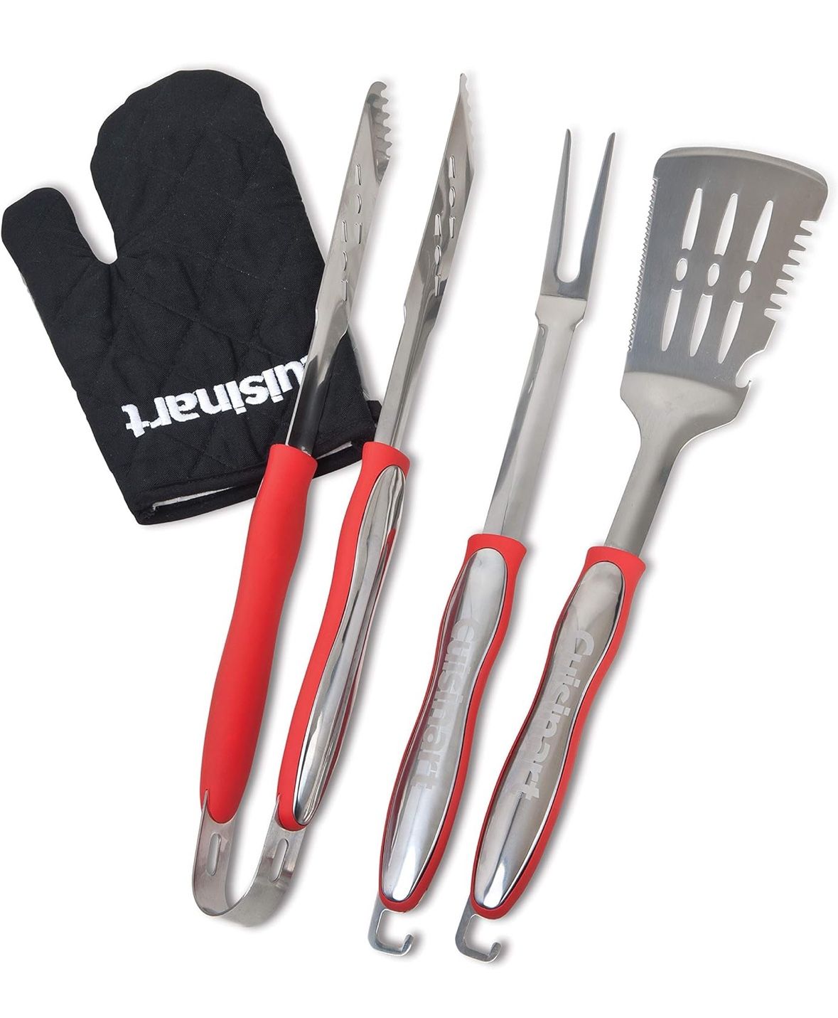 3 NEW Cuisinart Grilling Tool Set Grill Fork Spatula Tongs Professional Chef RED Brand new in original packaging. Never removed from packaging. Zoom