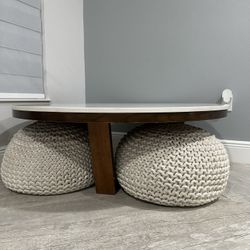 Quartz and Wood Coffee Table