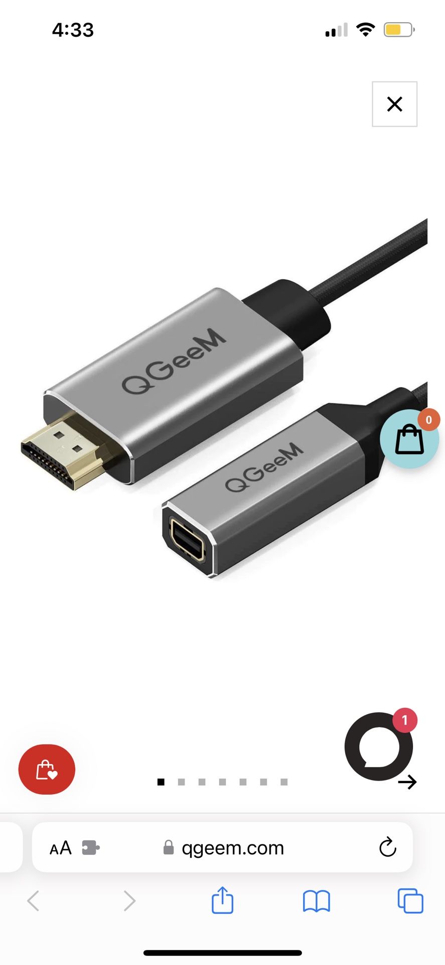 QGEEM HDMI Male to Mini DisplayPort Female Adapter
